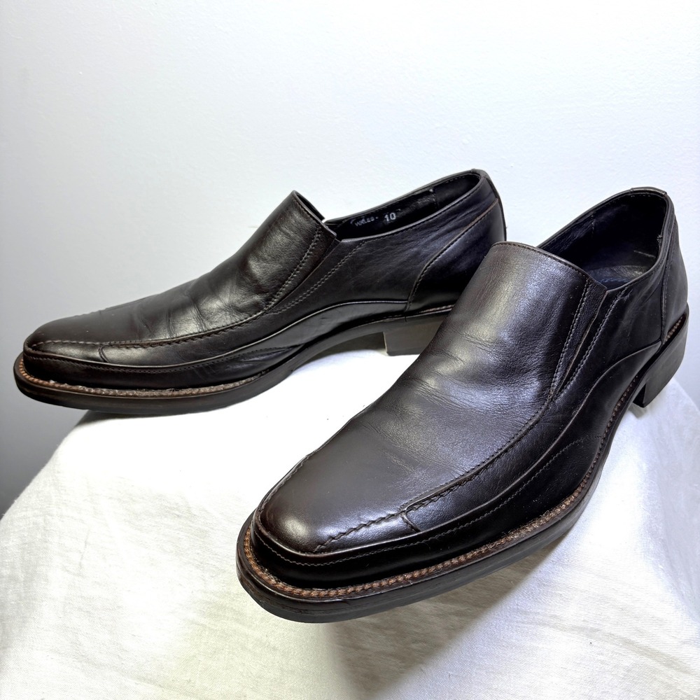 MATERIAL LONDON Wales Vero Couio Leather Brown Loafers Mens sz 10 Italy Luxury